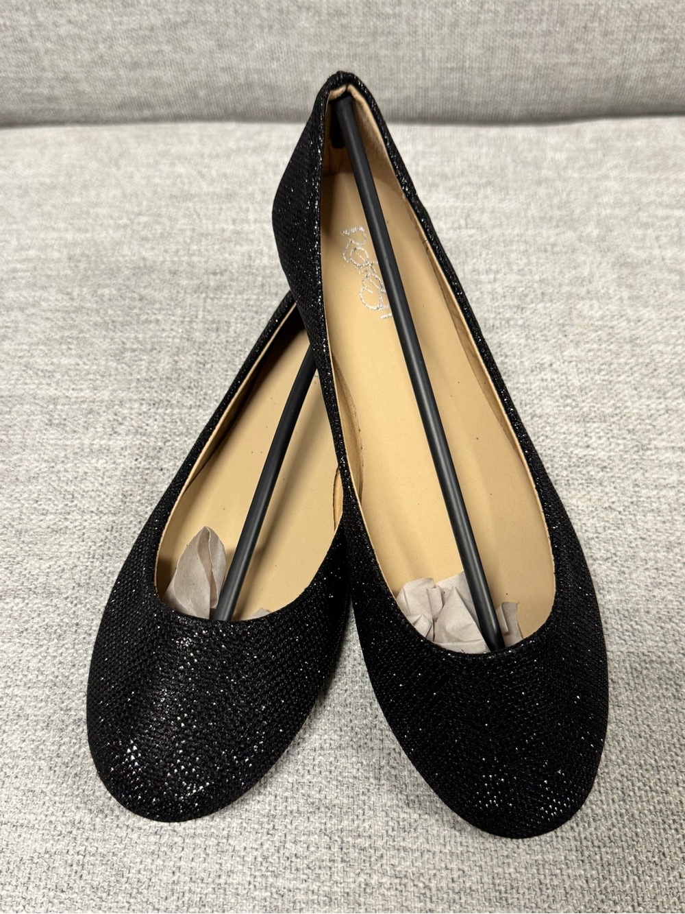 Refresh Black Sparkle Ballet Flats - Women's